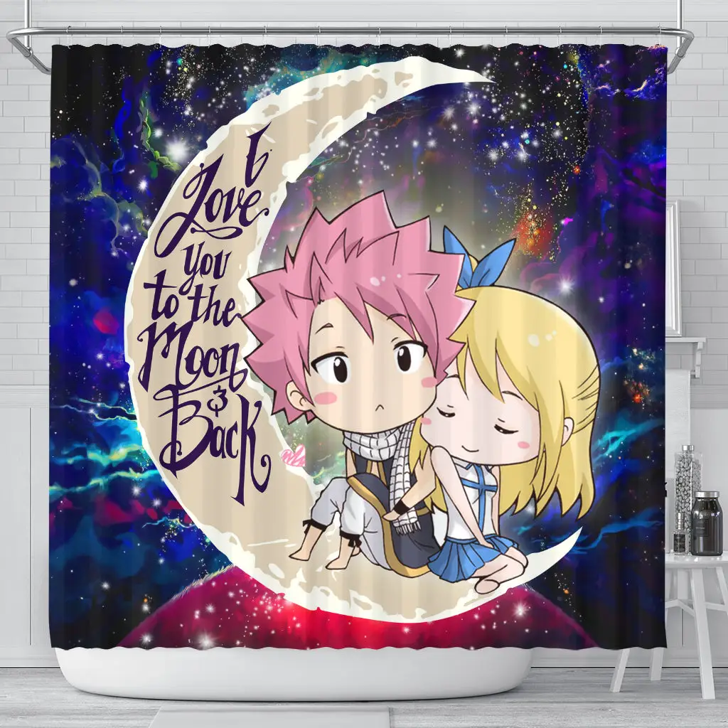 Natsu Fairy Tail Anime Love You To The Moon Galaxy Shower Curtain