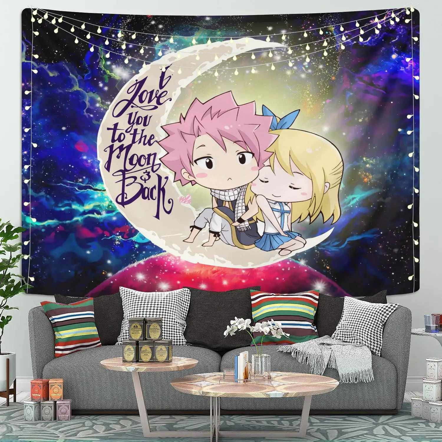 Natsu Fairy Tail Anime Moon And Back Galaxy Tapestry Room Decor