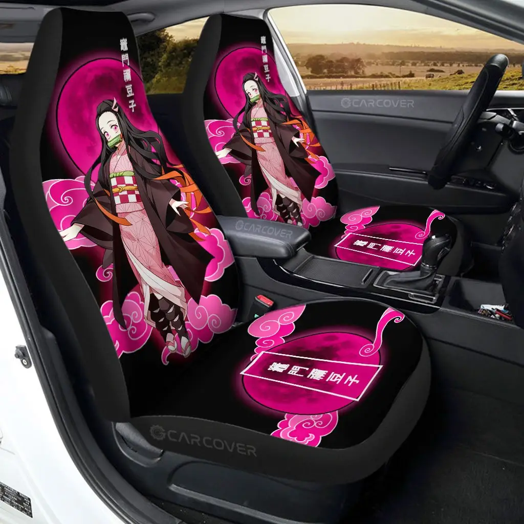 Nezuko Car Seat Covers Custom Demon Slayer Anime Car Accessories