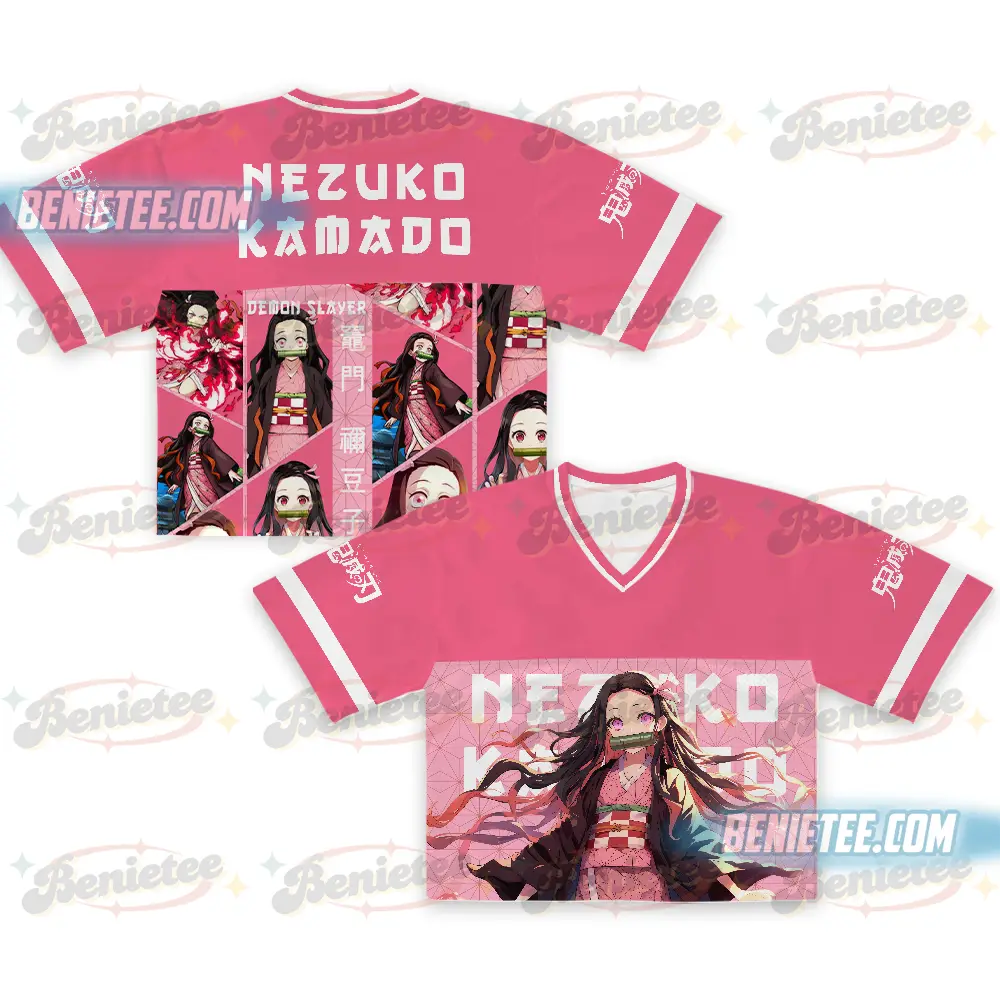 Nezuko Kamado Demon Slayer Croptop Football Jersey, Anime Jersey - Benietee Shop