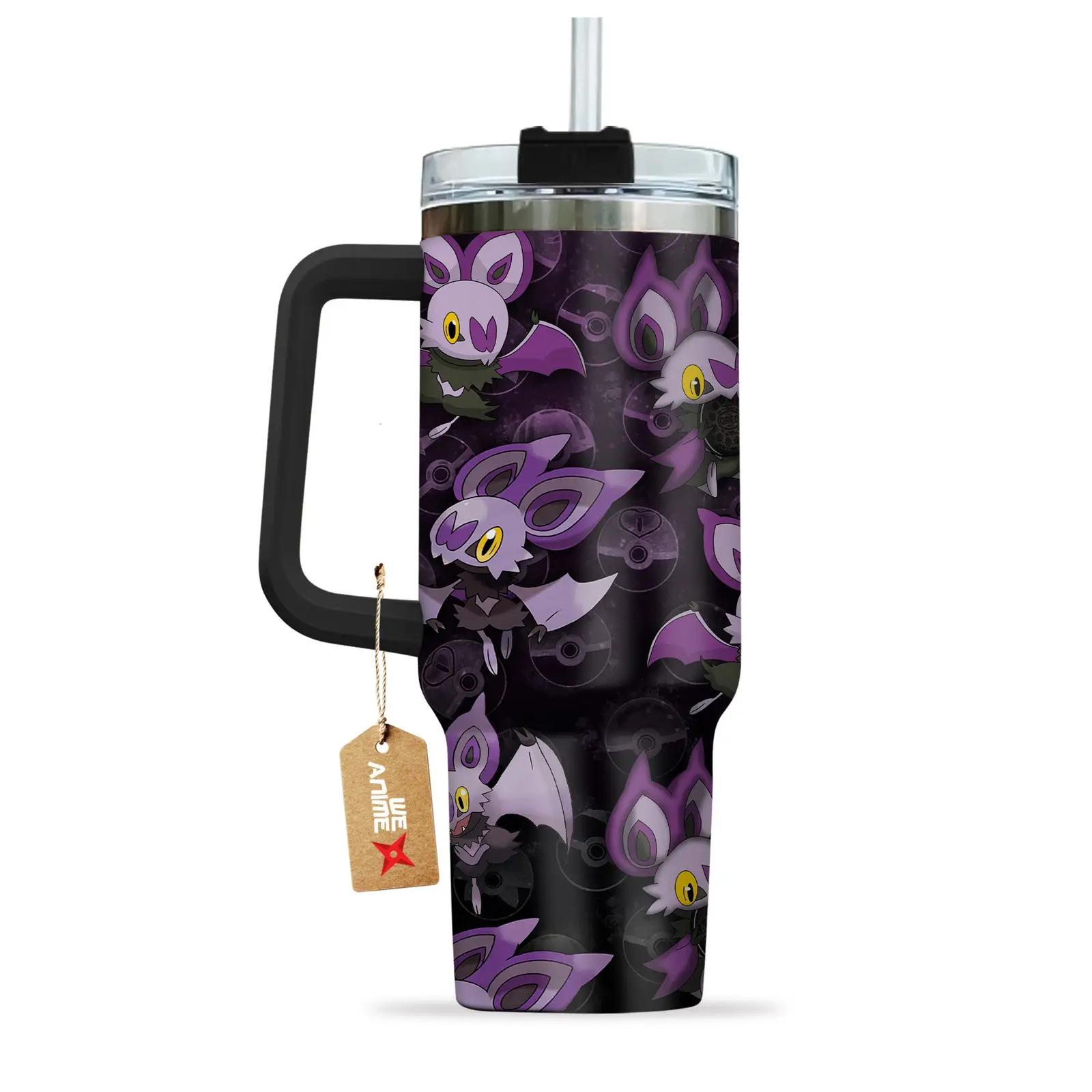 Noibat Pokemon Anime Custom Quencher  40oz Stainless Steel Tumbler With Handle HG