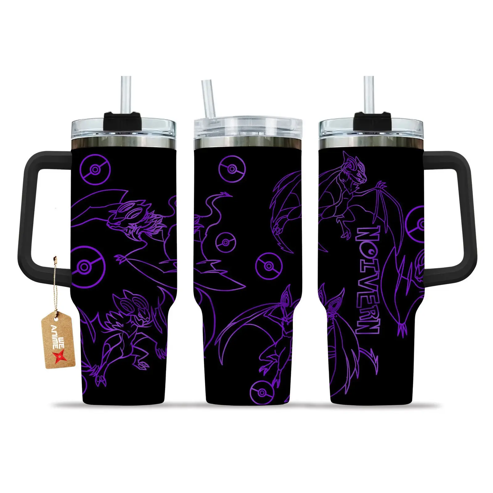 Noivern Pokemon Anime Custom Stanley Quencher  40oz Stainless Steel Tumbler With Handle HG