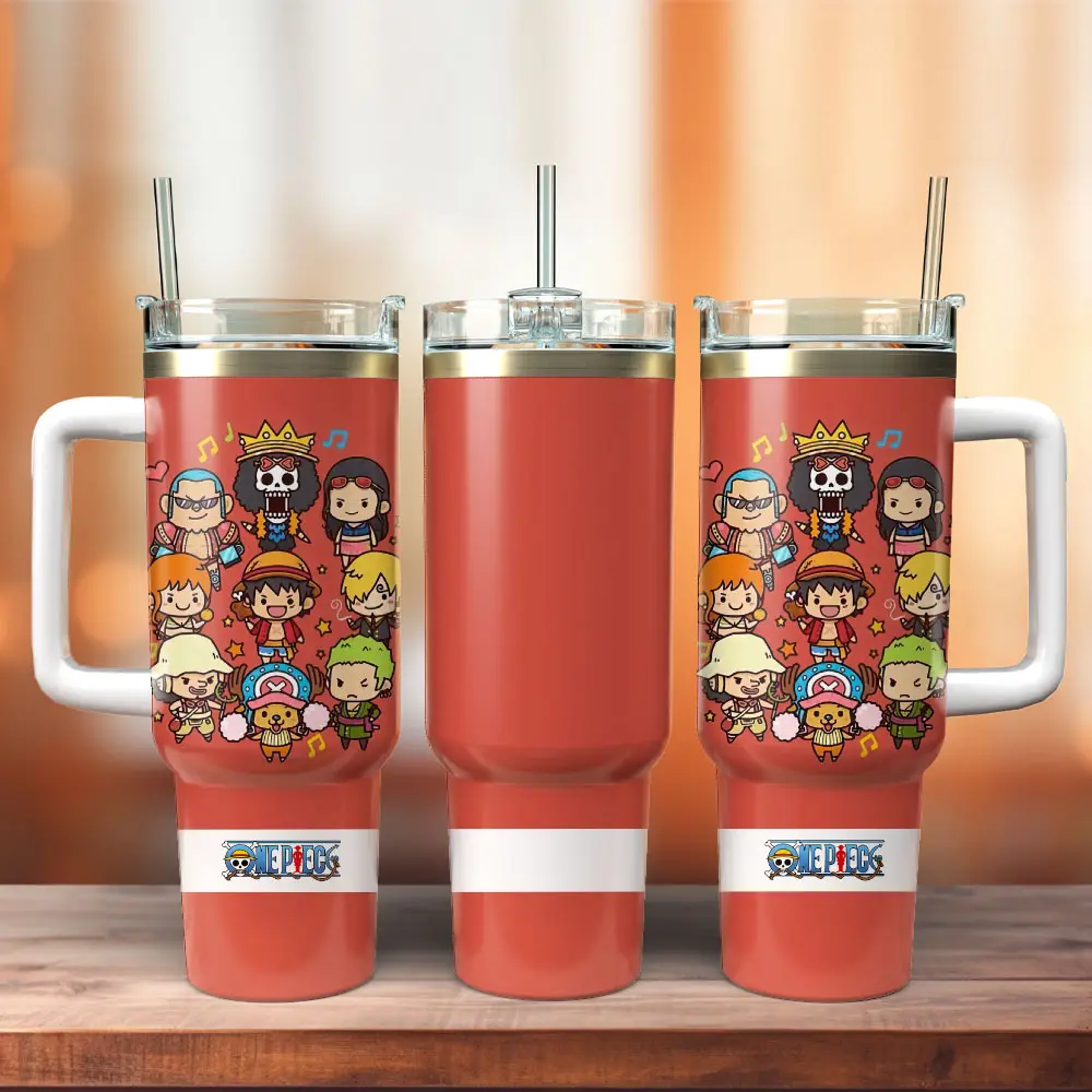One Piece Anime Cartoon Custom Quencher  40oz Stainless Steel Tumbler With Handle HG