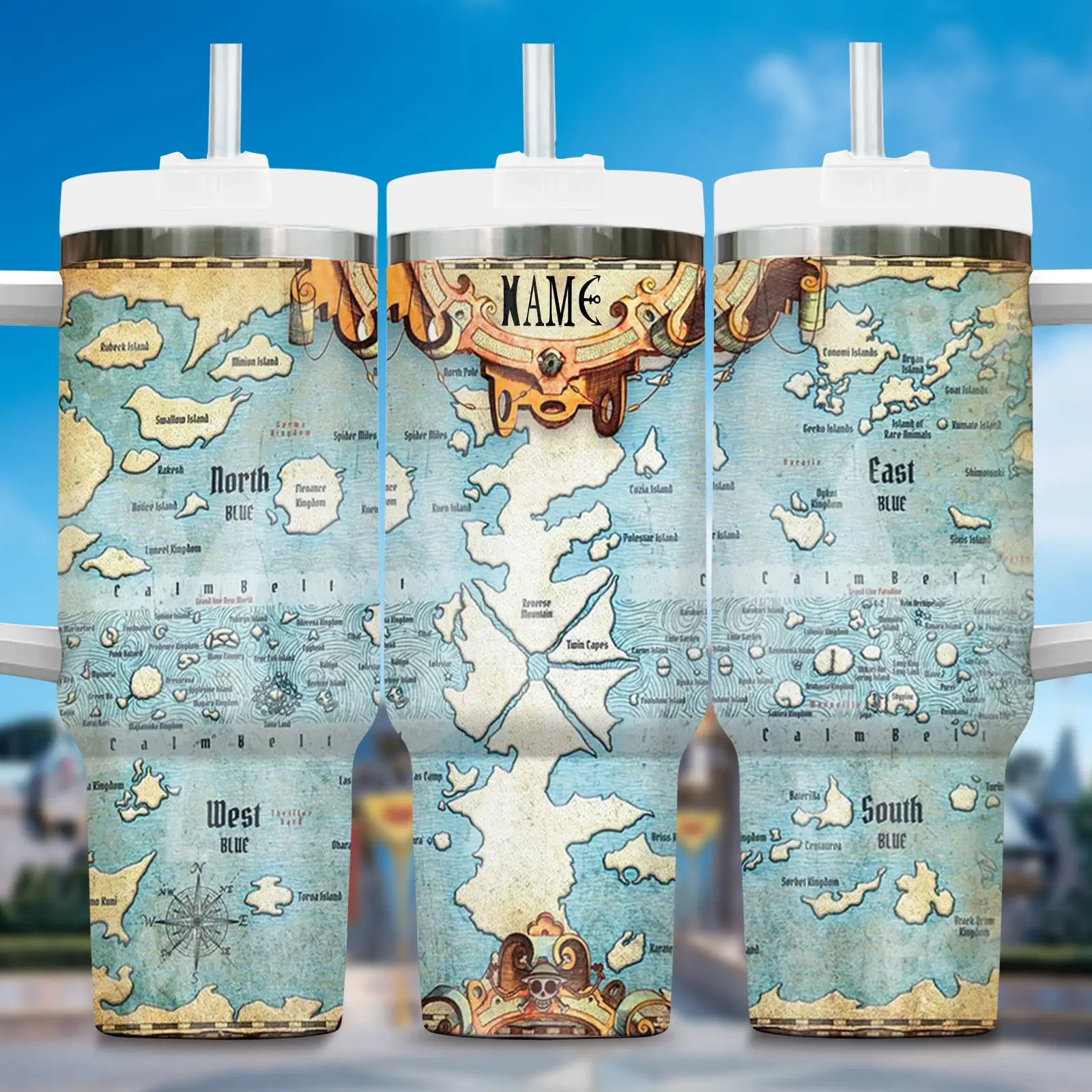 One Piece Anime  Custom Quencher  40oz Stainless Steel Tumbler With Handle HG