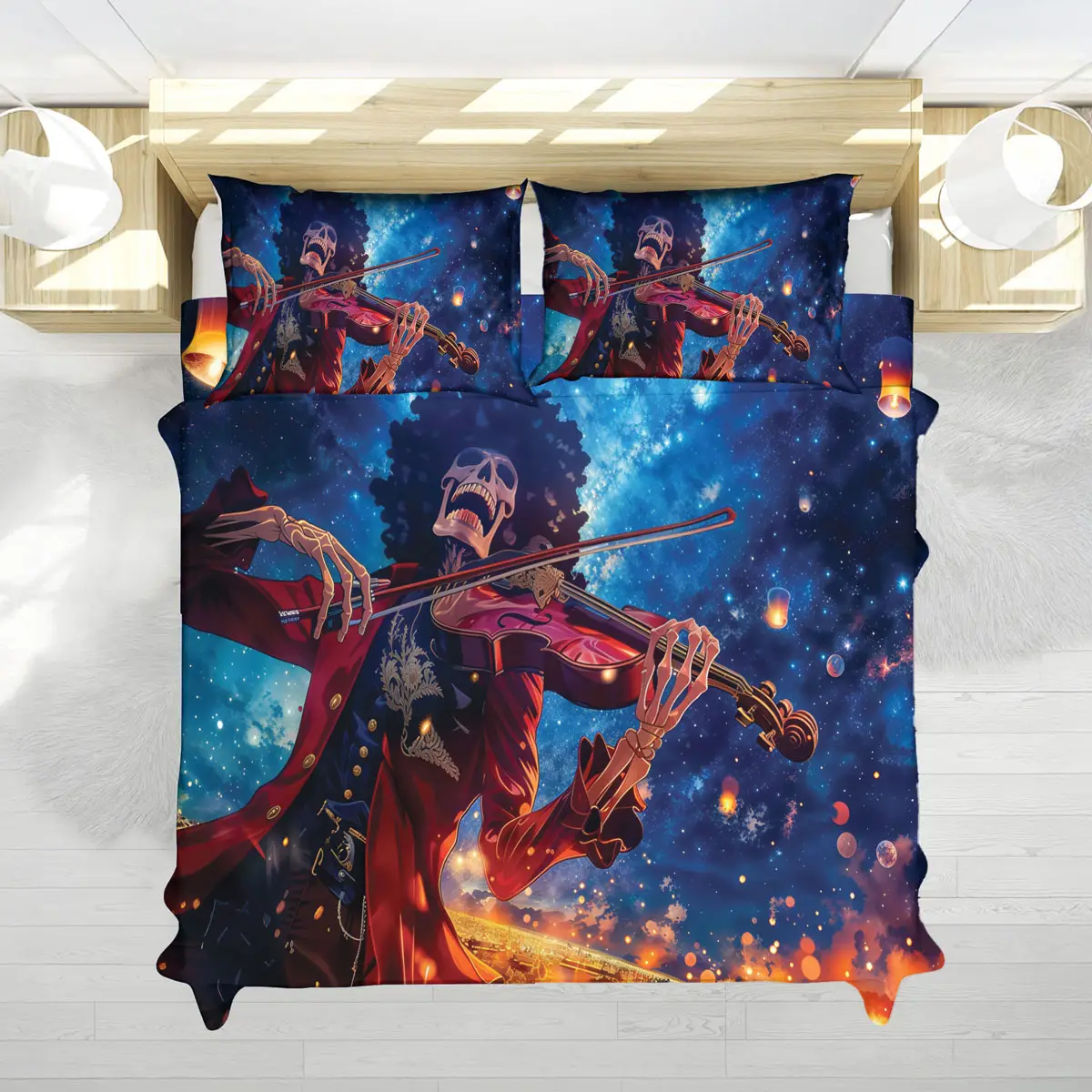 One Piece Brook Violin Night Sky Bed Set – One Piece Anime Bedding