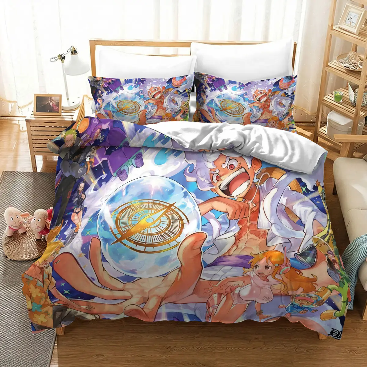 One Piece Gear 5 Luffy Cosmic Compass Anime Bed Set