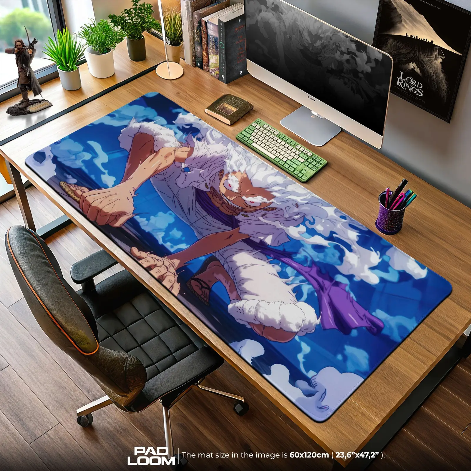 One Piece Luffy Gear 5 Mouse Pad, Anime Battle Desk Mat