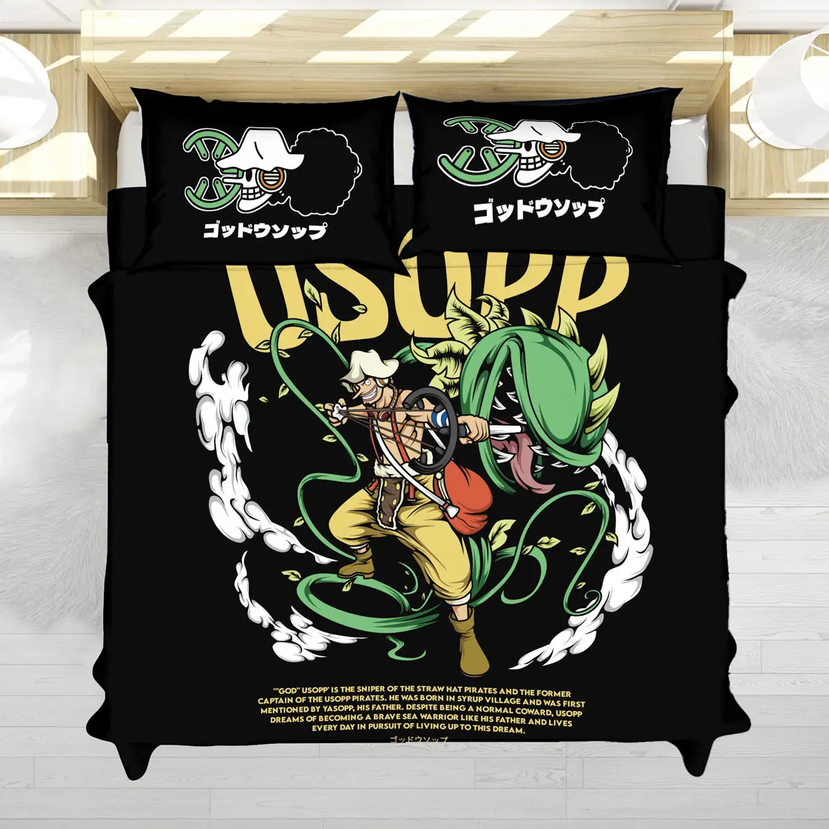 One Piece Usopp Sniper Green Anime Bedding Set