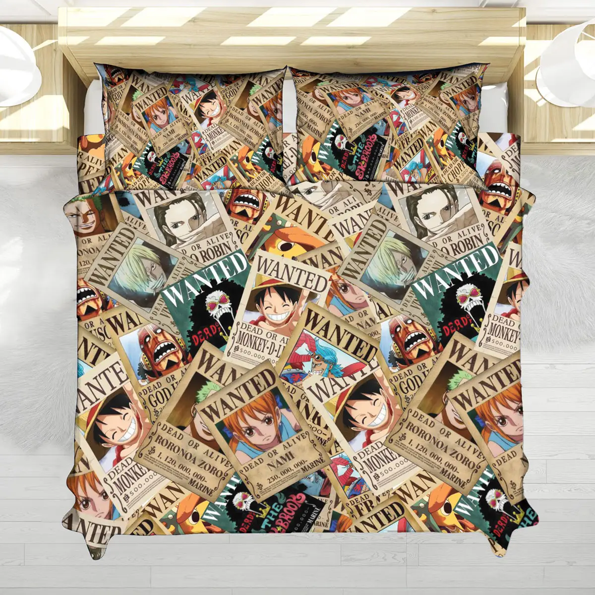 One Piece Wanted Posters Collage Anime Bedding Set