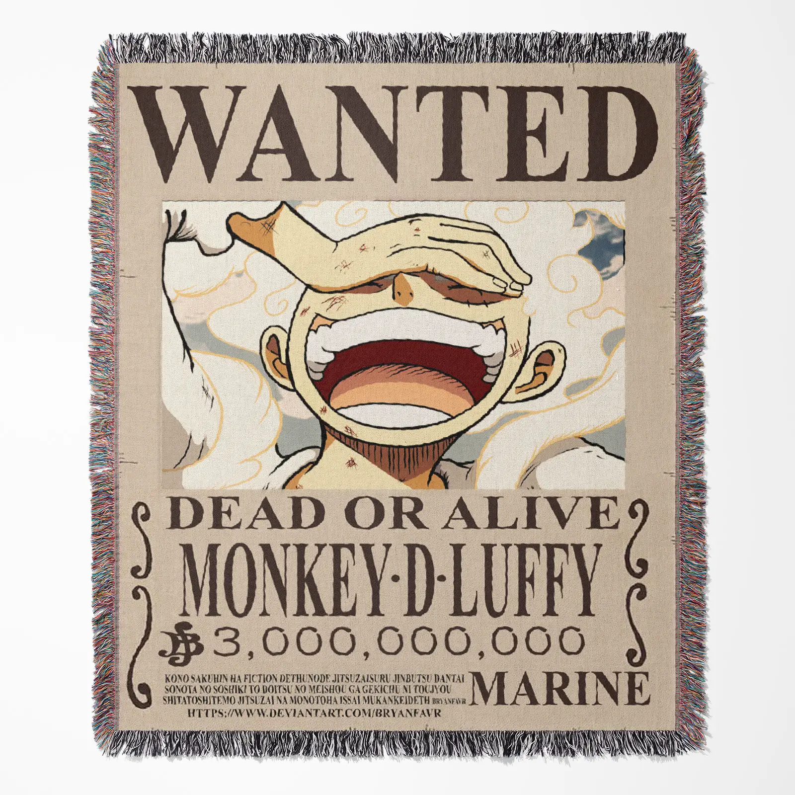 OP Luffy Wanted Poster Woven Tapestry Throw Blanket – Bold Wall Art, Room & Home Decor, Cozy Throw