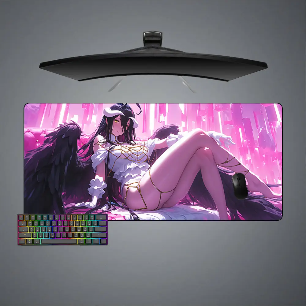 Overlord Albedo Pink DesignAnime Keyboard Mat Gaming Mouse Pad, Computer Desk Mat
