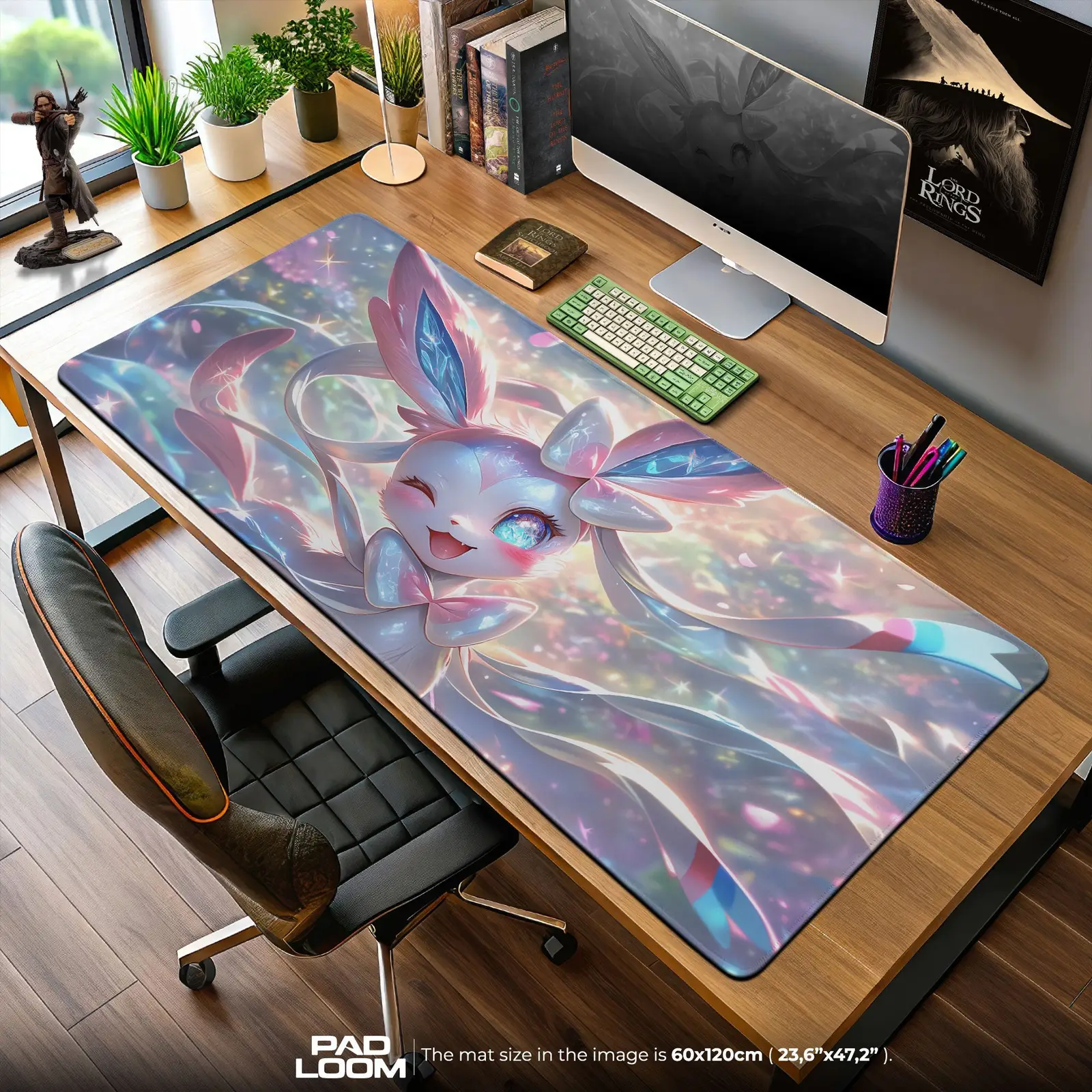 Pastel Sylveon Mouse Pad, Fairy Pokémon Gaming Desk Mat