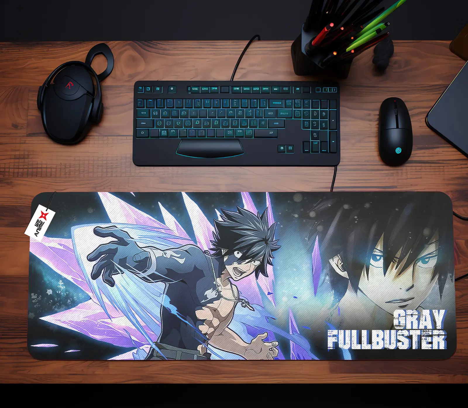 Personalized Name Anime Mouse Mats Custom Gray Fullbuster