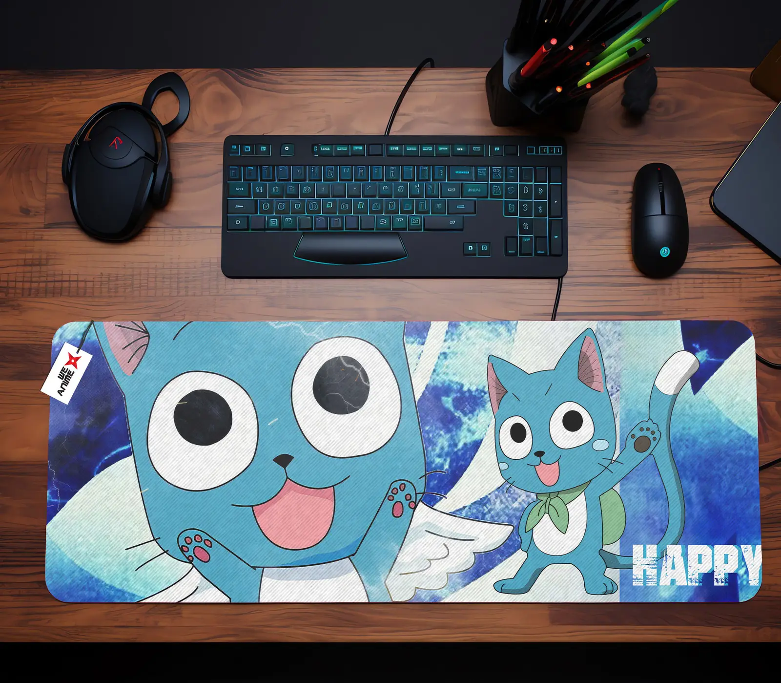 Personalized Name Anime Mouse Mats Custom Happy