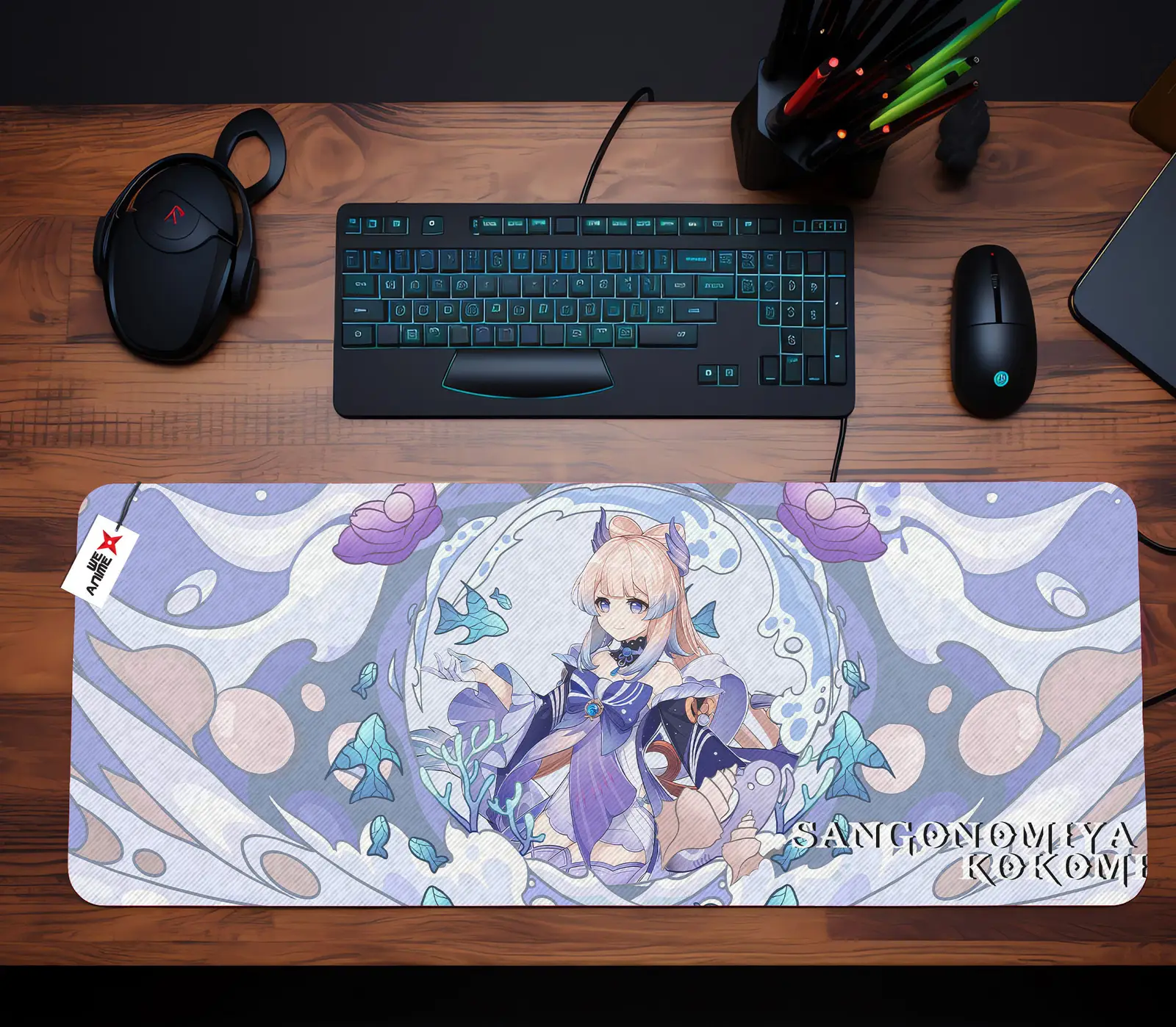 Personalized Name Anime Mouse Mats Custom Sangonomiya Kokomi