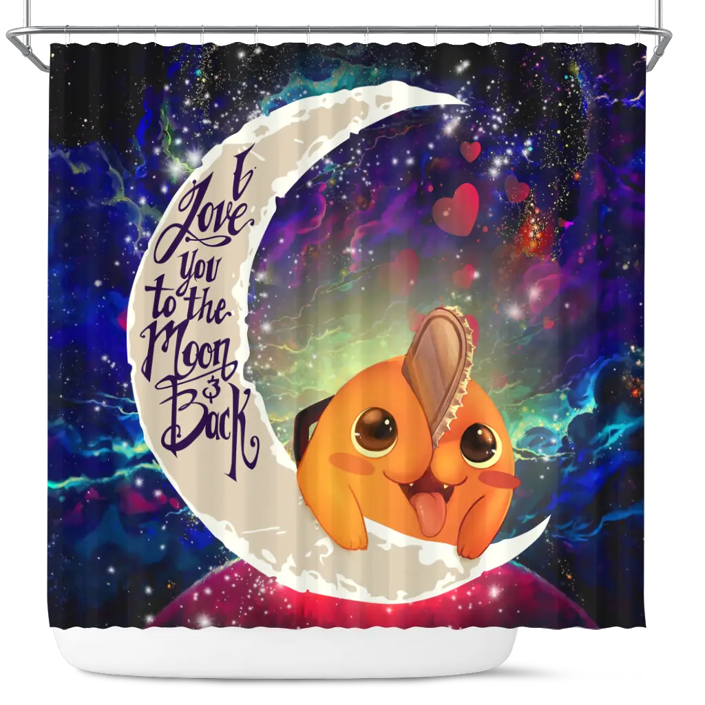 Pochita Chainsaw  Man Anime Love You To The Moon Galaxy Shower Curtain
