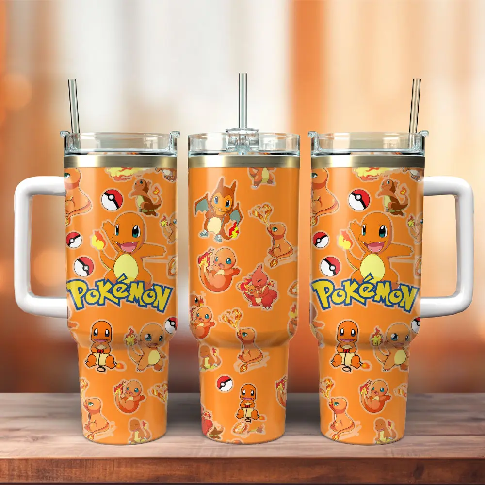 Pokemon Anime Cartoon Custom Stanley Quencher  Stainless Steel  40oz Tumbler With handle HG
