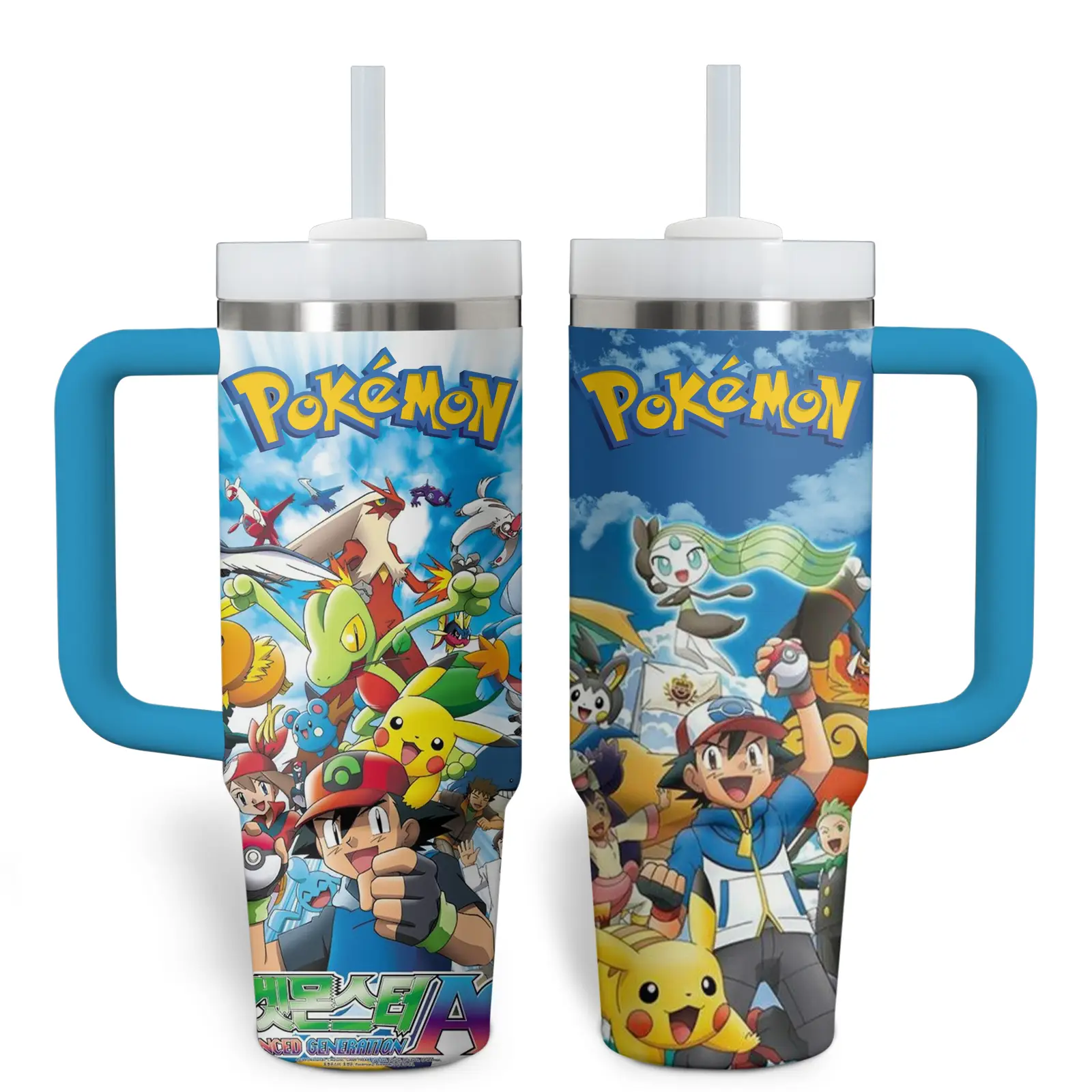 Pokemon Anime Custom Stanley Quencher  40oz Stainless Steel Tumbler With Handle HG With Handle