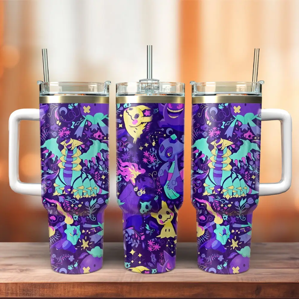 Pokemon Anime Games Custom Quencher  40oz Stainless Steel Tumbler With Handle HG