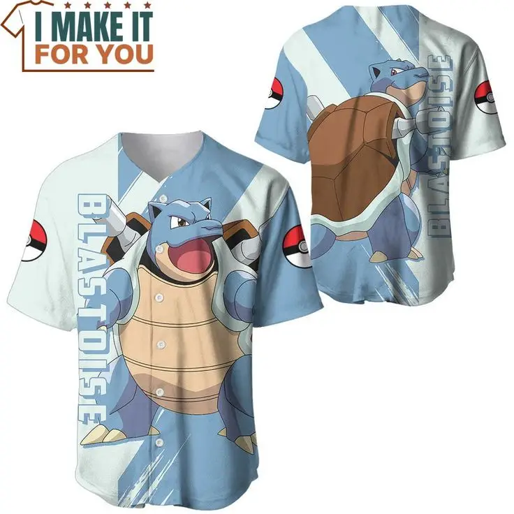 POKEMON Blastoise Blue Baseball Jersey
