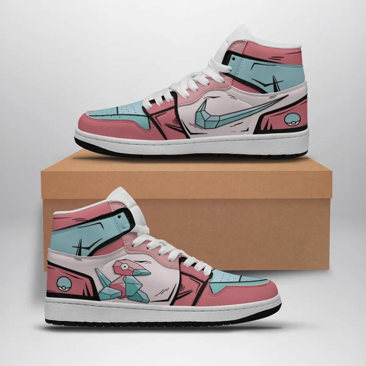 Porygon Pokemon Air Jordan 1 Shoes