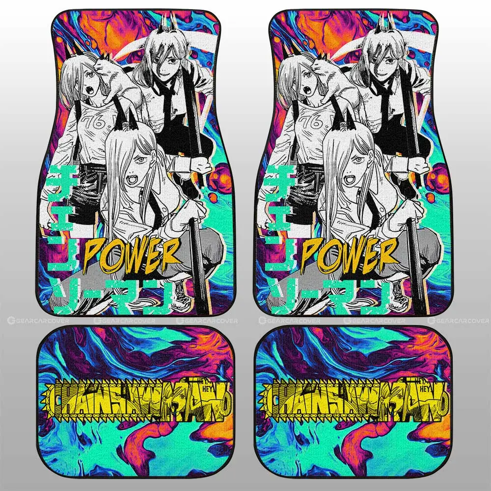 Power Car Floor Mats Custom Chainsaw Man Anime