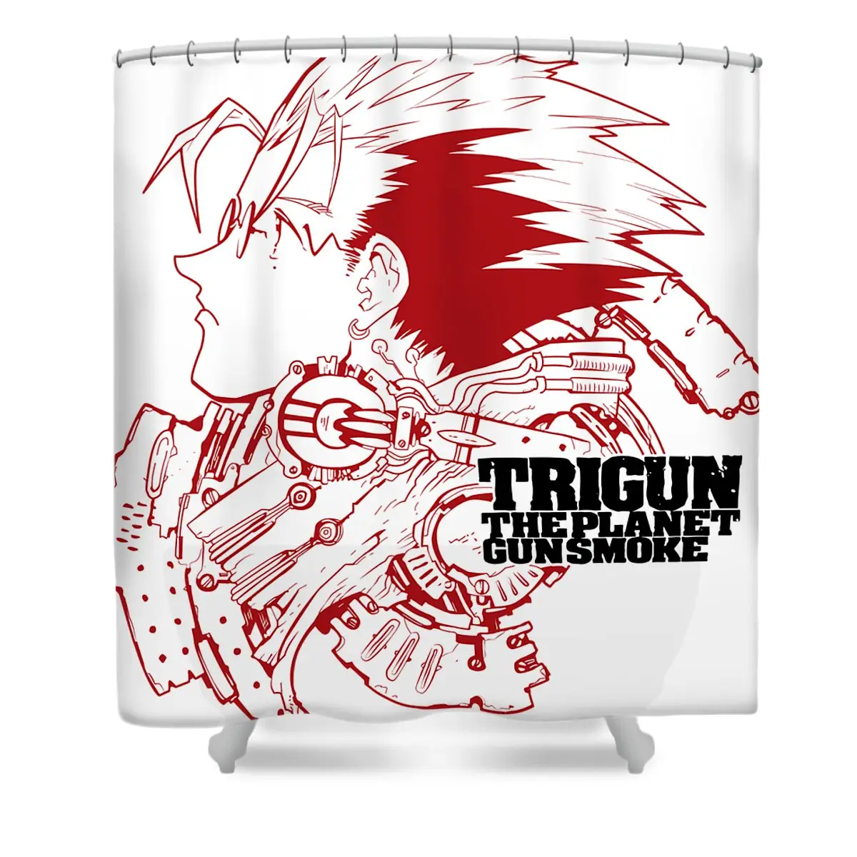 Precious Life Trigun Headretro Wave Shower Curtain | Anime Shower Curtains