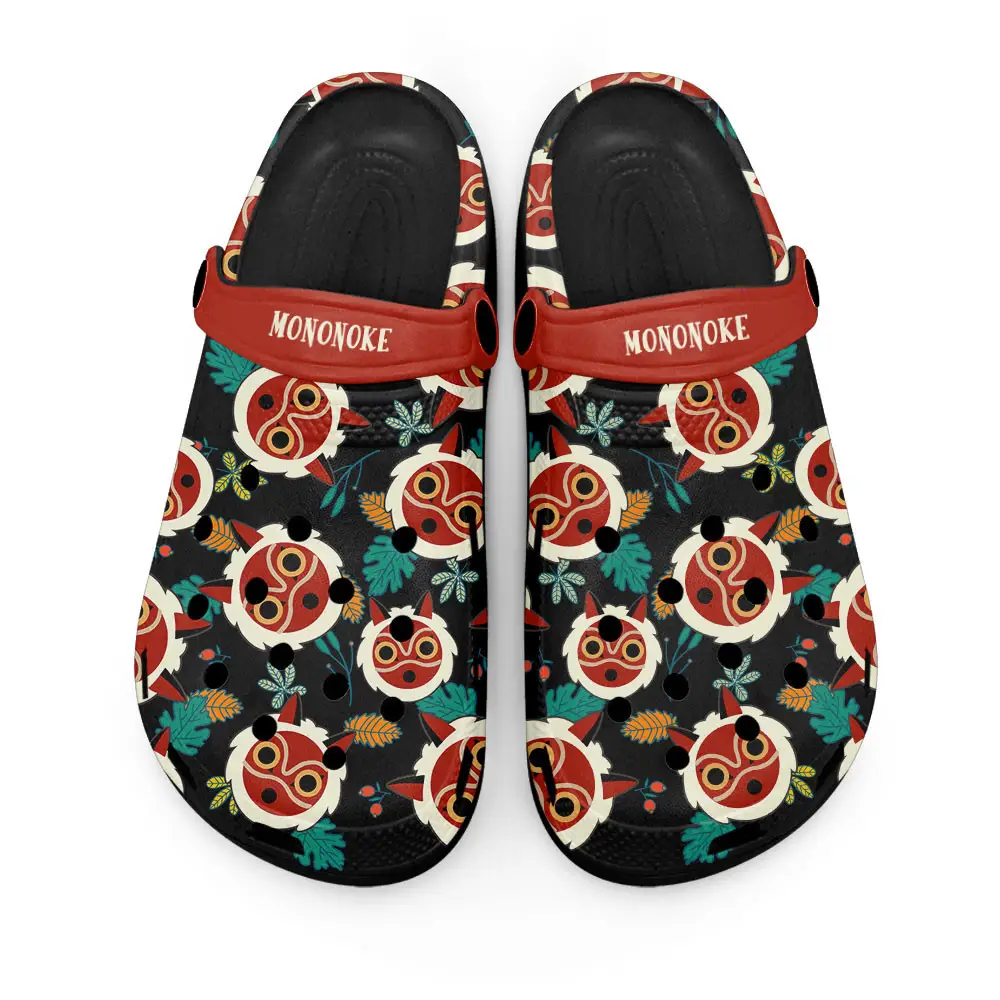 Princess Mononoke Mask Edition Custom Anime Clogs Pattern Style