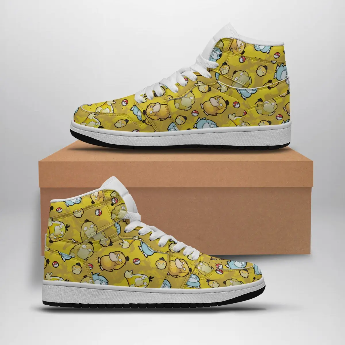 Psyduck Pattern Pokemon Air Jordan 1 Shoes