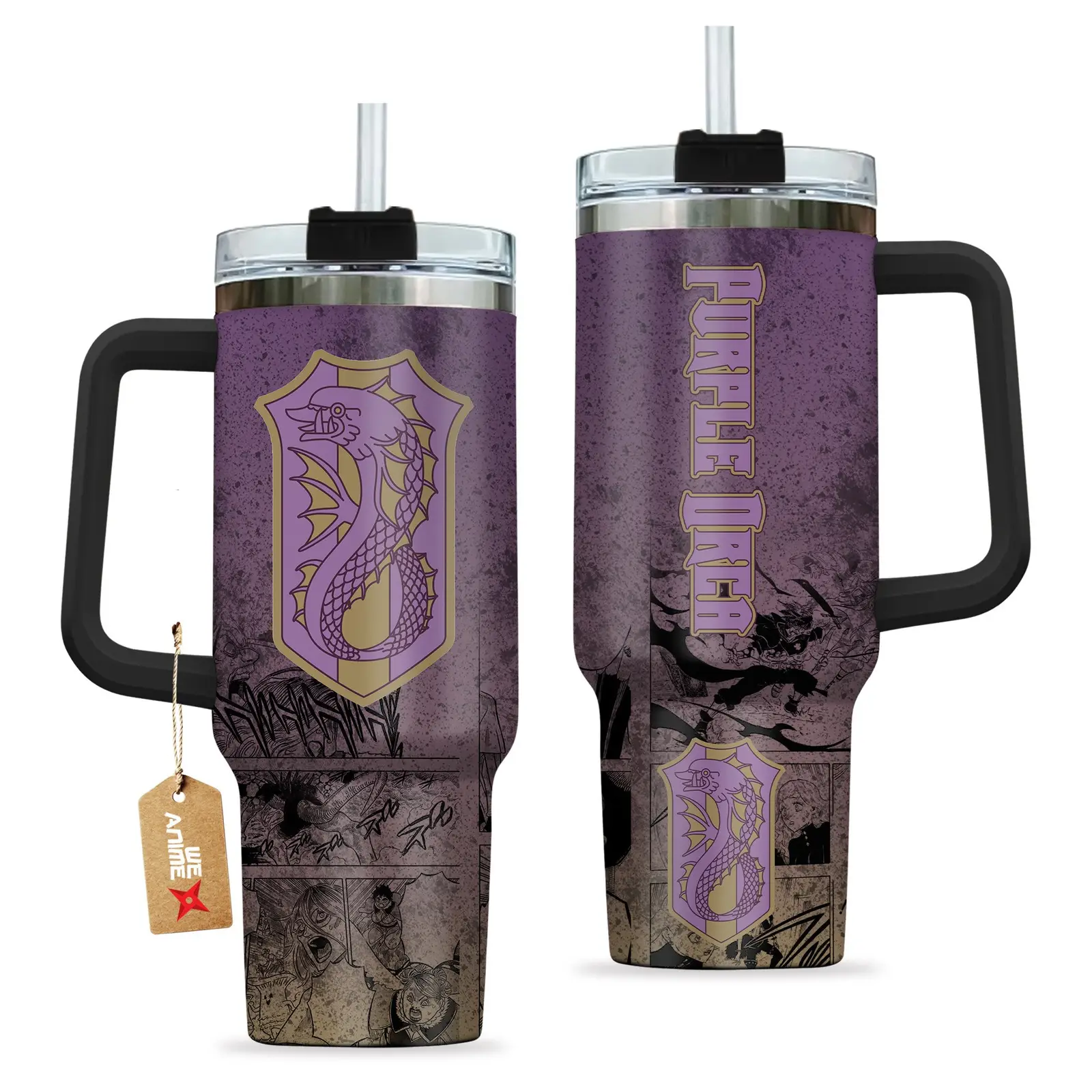 Purple Orca Symbowll Black Cloer Anime Custom  Quencher   40oz Stainless Steel Tumbler With Handle HG
