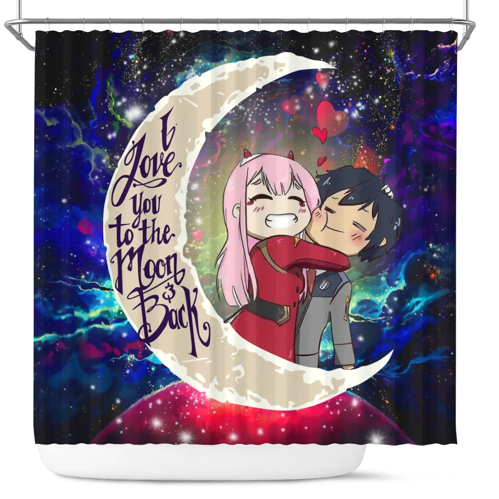 Re Zero Two Darling In The Franxx Anime Couple Love You To The Moon Galaxy Shower Curtain