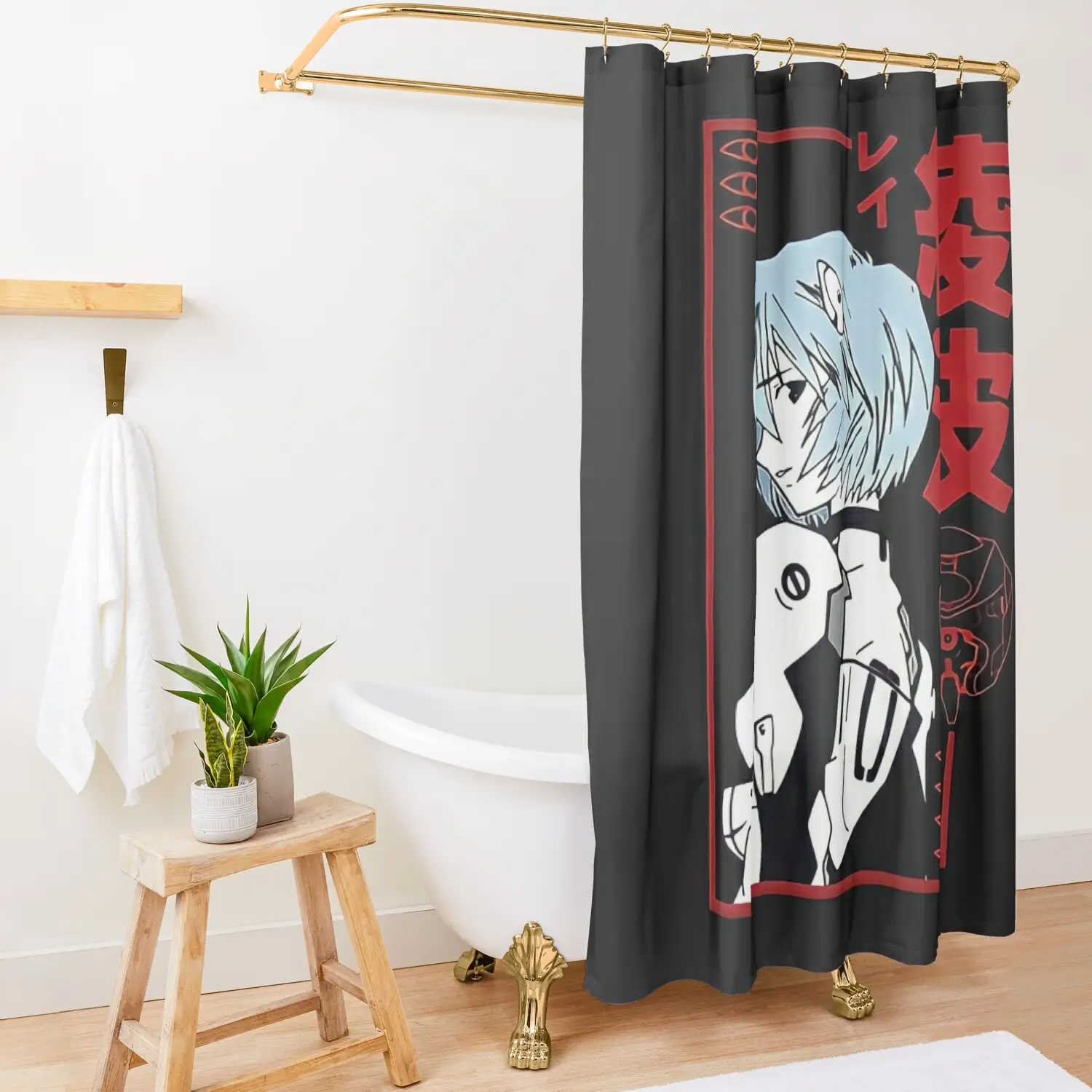 Red Style Shower Curtain Anime Shop