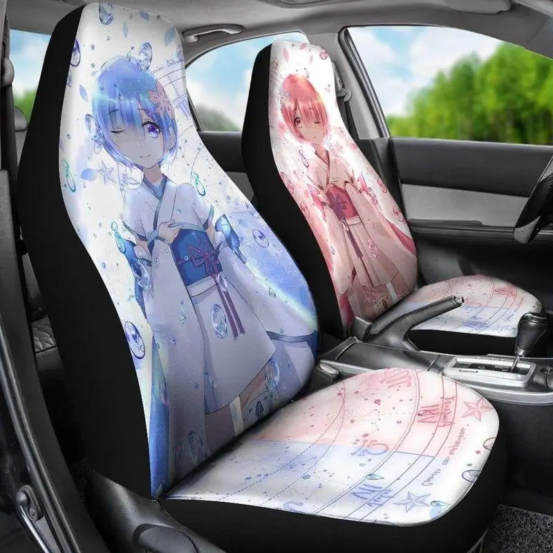 Rem And Ram Car Seat Covers Custom Anime Car Interior Accessories 