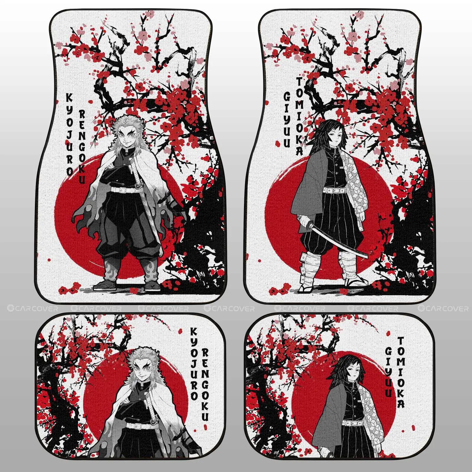 Rengoku And Giyuu Car Floor Mats Custom Japan Style Demon Slayer Anime Car Interior Accessories