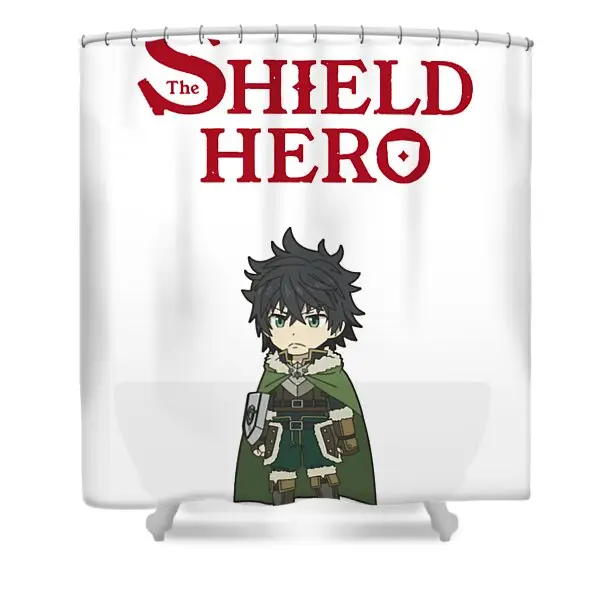 Retro Art Rising Of The Shield Hero Naofumi Chibi Shower Curtain | Anime Shower Curtains
