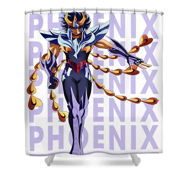 Retro Phoenix Saint Seiya Anime Shower Curtain | Anime Shower Curtains