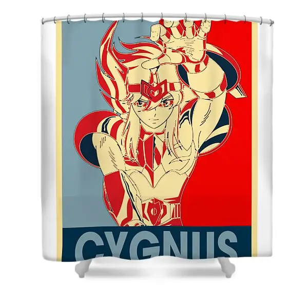 Retro Saint Seiya Art Cygnus Shower Curtain | Anime Shower Curtains
