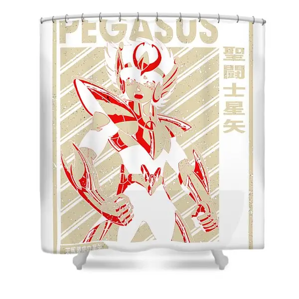Retro Saint Seiya Art Pegasus Shower Curtain | Anime Shower Curtains