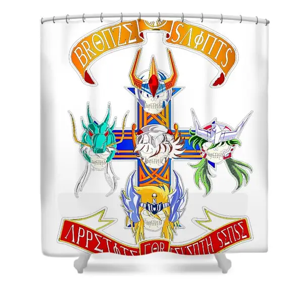 Retro Saint Seiya Characters Shower Curtain | Anime Shower Curtains