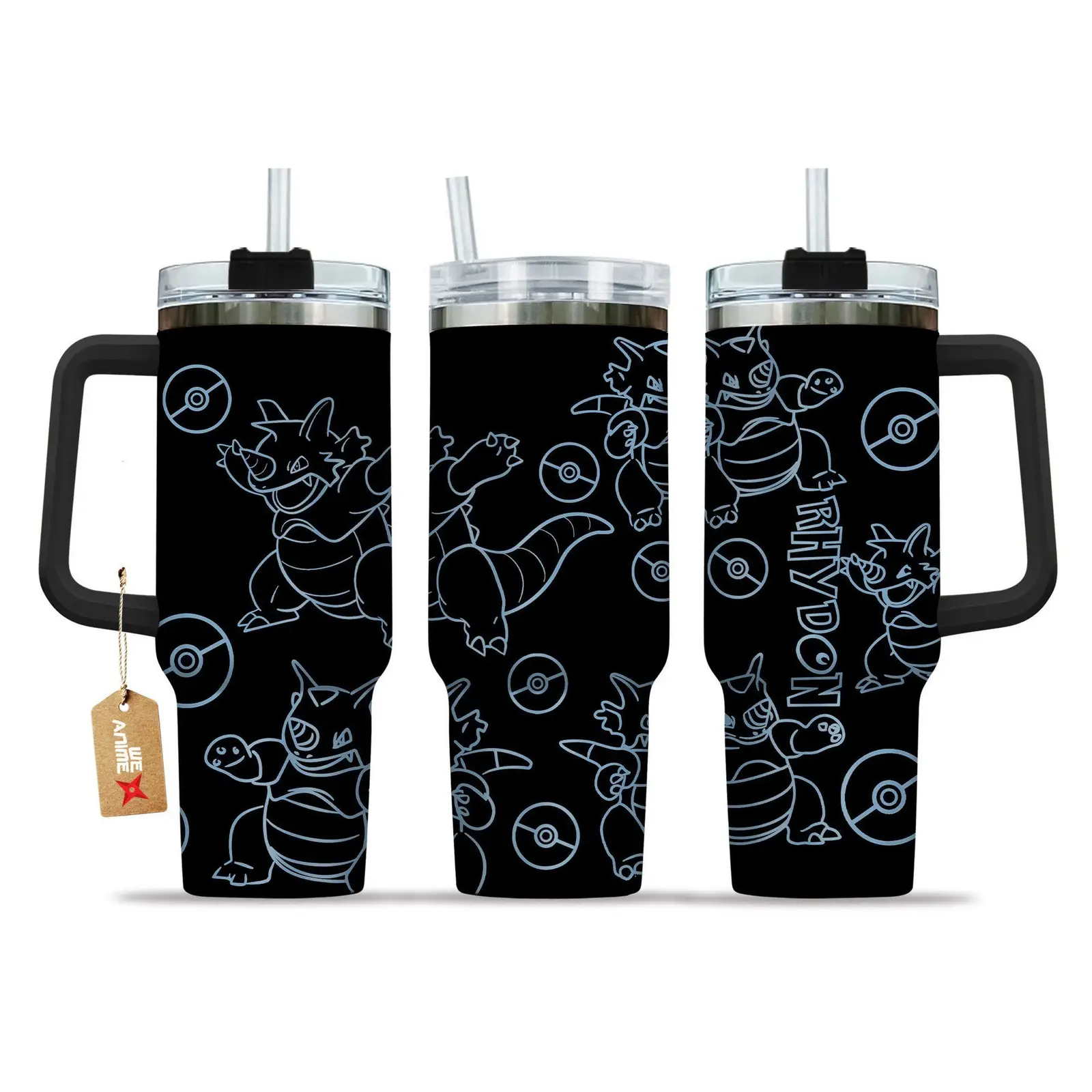 Rhydon Pokemon Anime  Custom Quencher  40oz Stainless Steel Tumbler With Handle HG