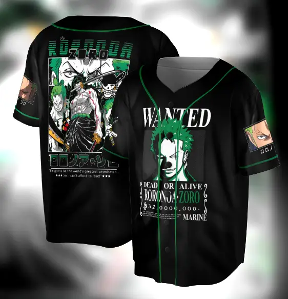 Roronoa Zoro One Piece Anime Jersey, Zoro Manga Shirt, Straw Hat Pirates - Benietee Shop