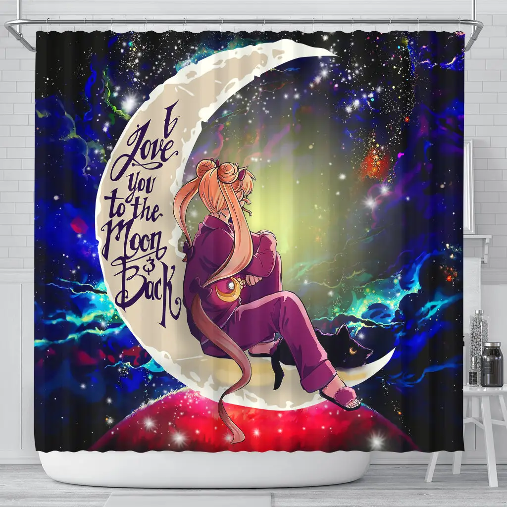 Sailor Moon Anime Love You To The Moon Galaxy Shower Curtain