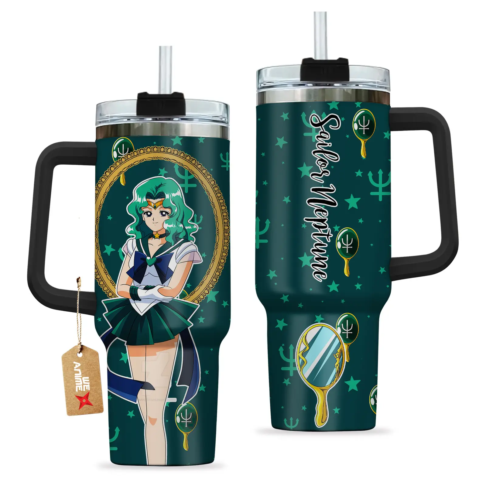 Sailor Neptune Sailor Moon Anime Custom  Quencher   40oz Stainless Steel Tumbler With Handle HG