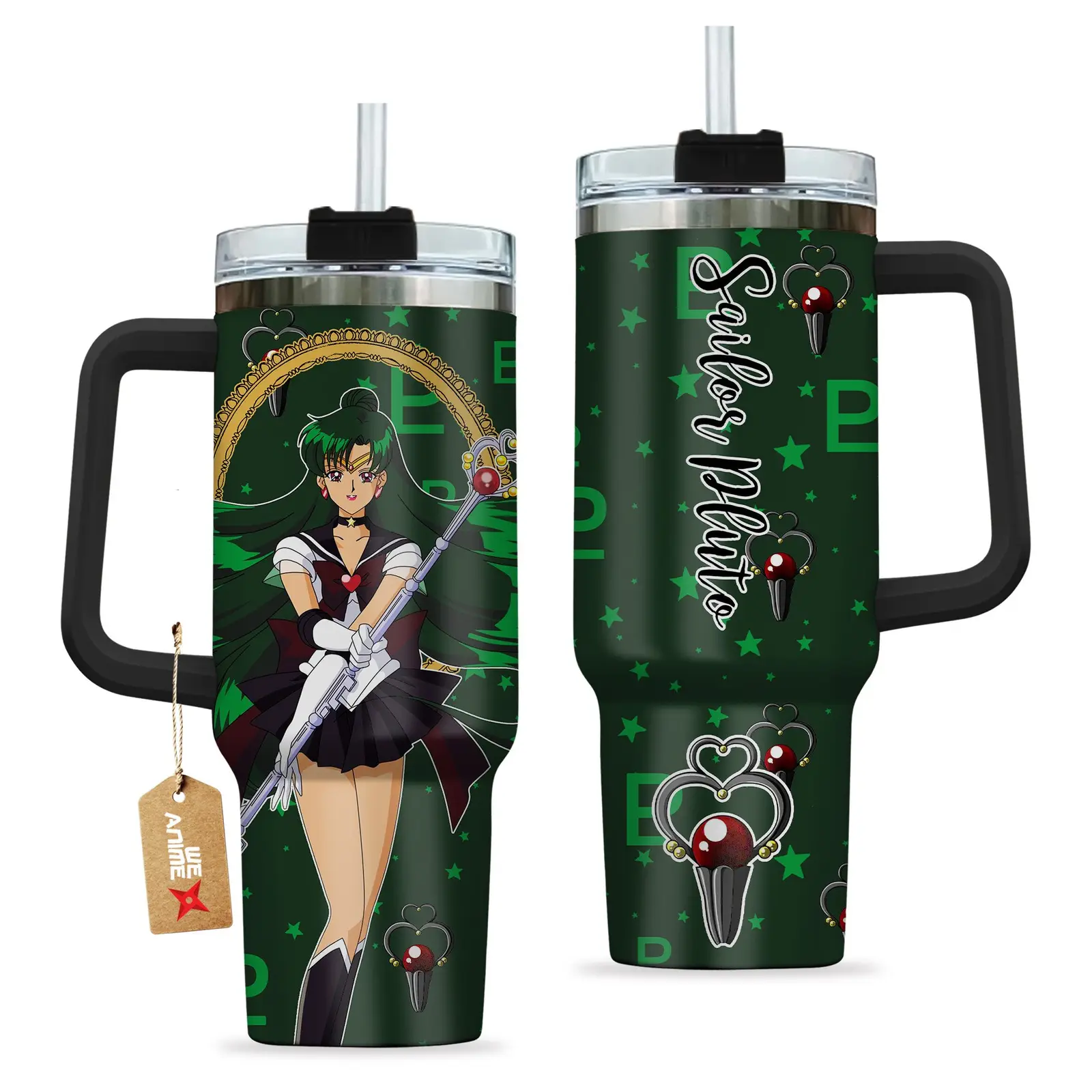 Sailor Pluto Sailor Moon Anime Custom  Quencher   40oz Stainless Steel Tumbler With Handle HG
