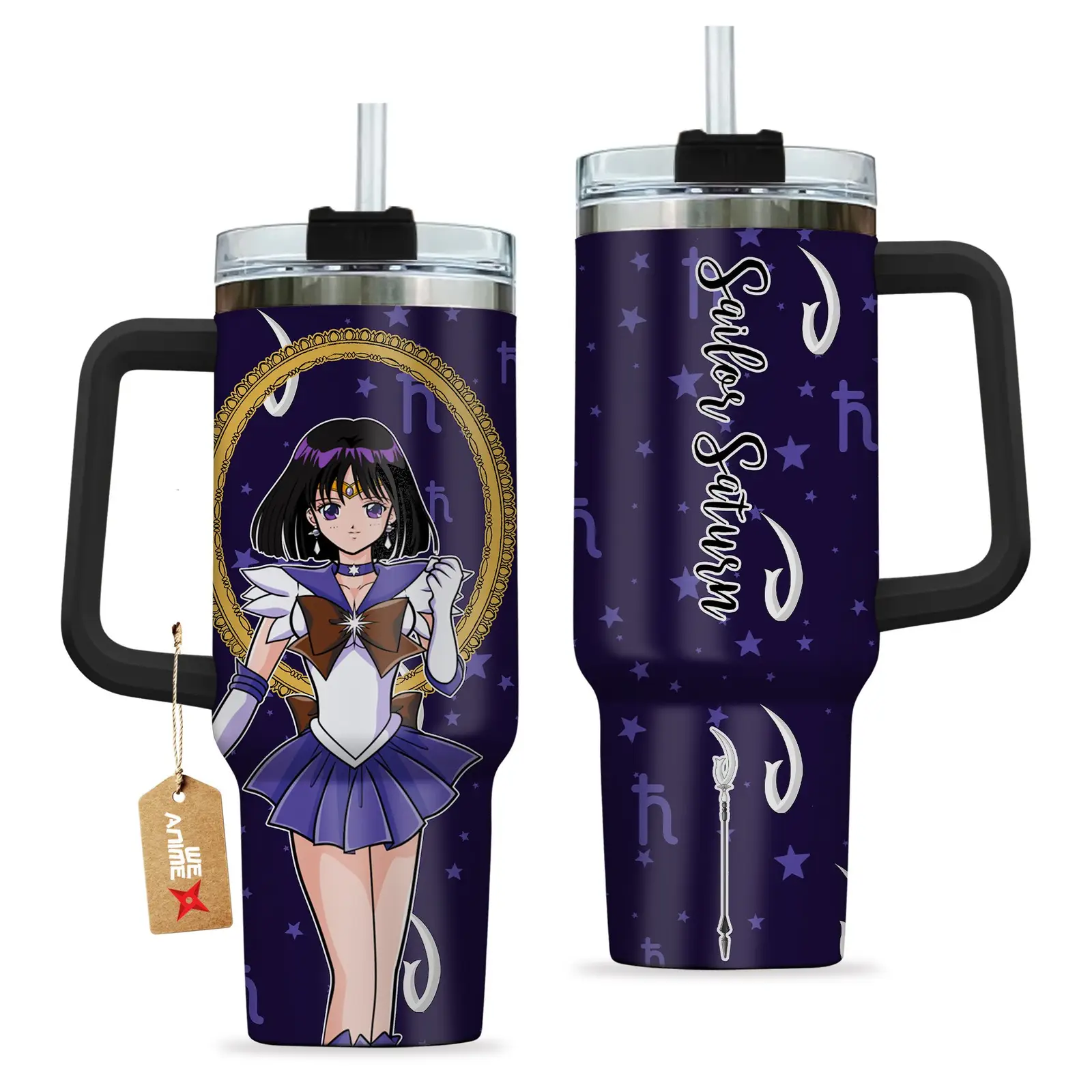 Sailor Saturn Hotaru Tomoe Sailor Moon Anime Custom  Quencher   40oz Stainless Steel Tumbler With Handle HG