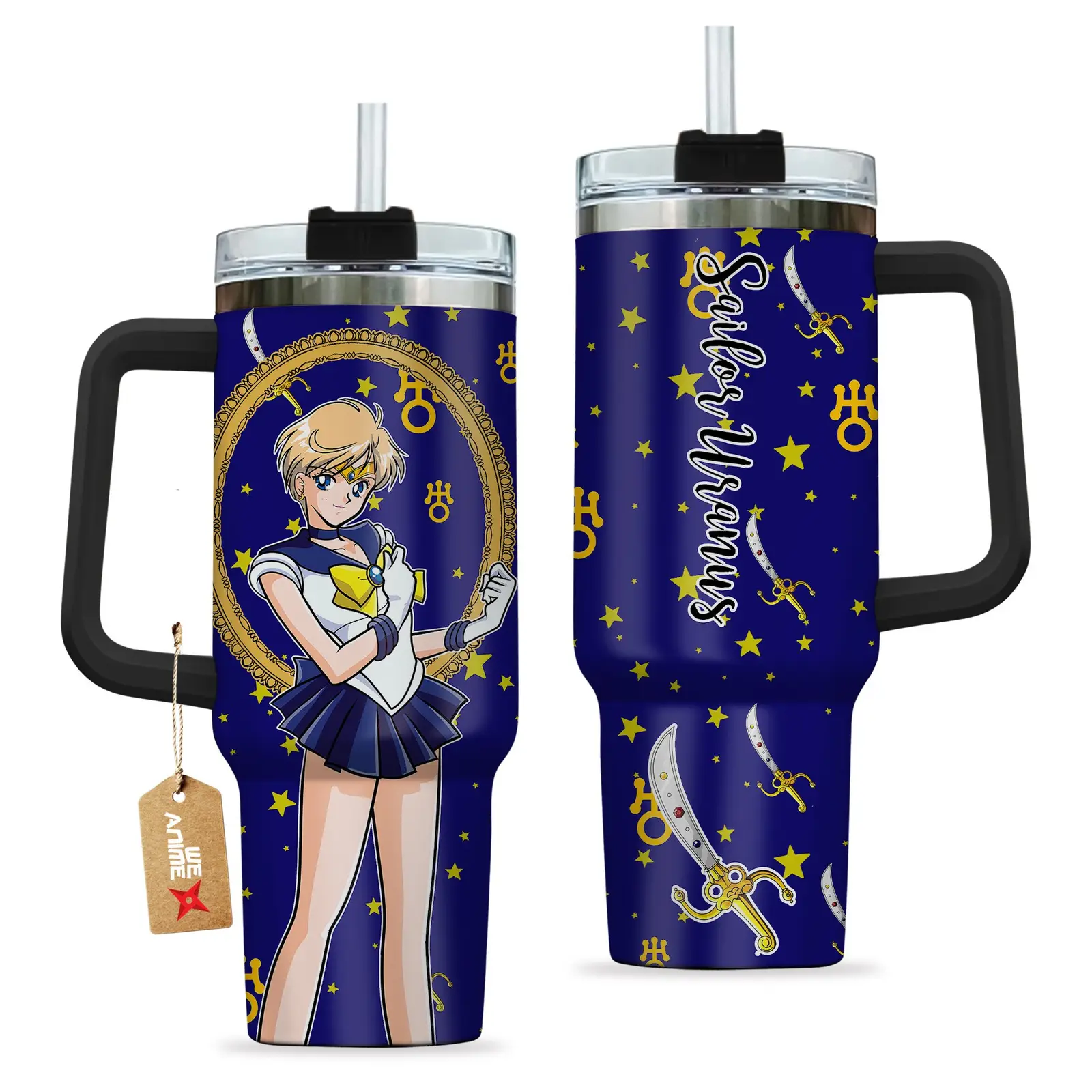 Sailor Uranus Sailor Moon Anime Custom  Quencher   40oz Stainless Steel Tumbler With Handle HG