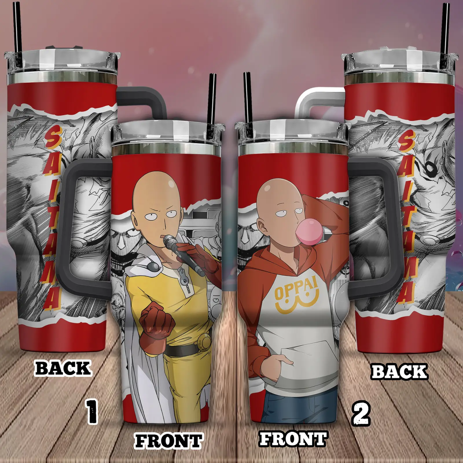 Saitama One-Punch Man Anime Personalized Quencher  40oz Stainless Steel Tumblers With Handle CP