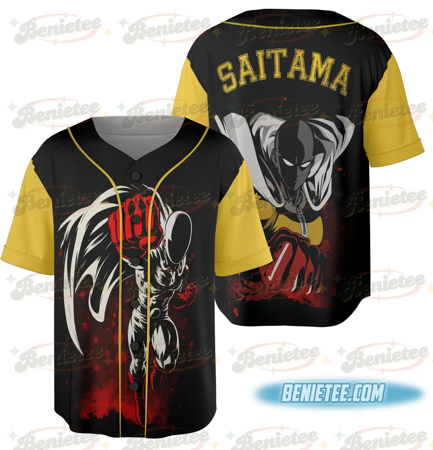 Saitama Track Baseball Jersey, Anime Jersey - Benietee Shop