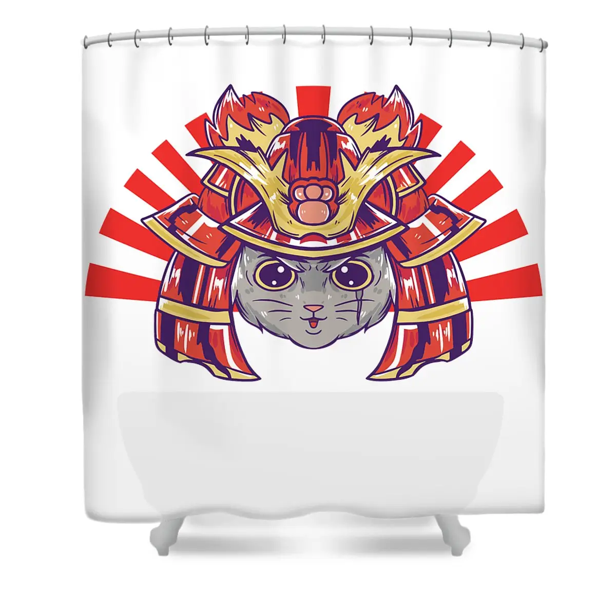 Samurai Cat Will Fight For Tuna Pizza Shower Curtain | Anime Shower Curtains