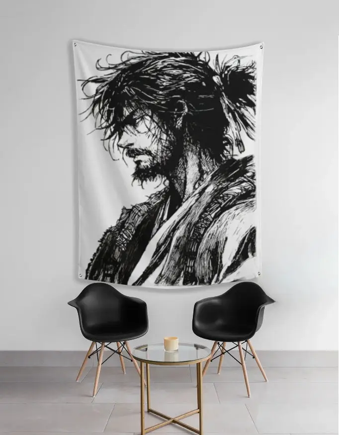 Samurai Ink Art anime wall tapestry Limited